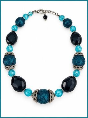 Teal Beaded Statement Necklace - Women Jewelry